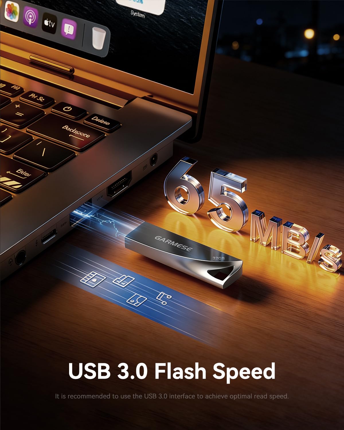 GARMESE 32GB USB 3.0 Flash Drive, 5-Pack Waterproof Metal USB Memory Stick, Slim Thumb Drive Portable Pen Drive with Keychain Hole Stylish Jump Drive for Computer/Car/Smart TV