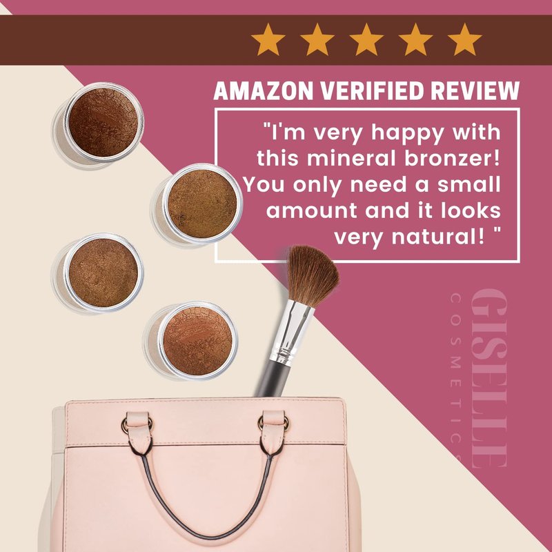 Giselle Cosmetics Heart Breaker Natural Organic Bronzer - Highlighter Makeup & Bronzer Powder - Mineral Contour Palette - Non-Comedogenic, Talc-Free, Travel Size, Shimmer & Matte Loose Powder