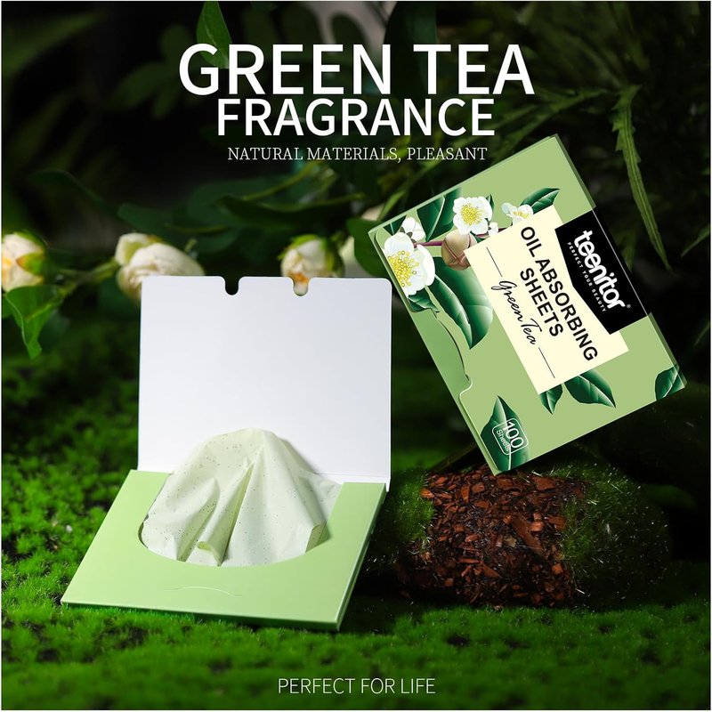 Oil Blotting Sheets for Oily Skin - 2400 Green Tea Absorbent Pads | Large 10cm x 7cm