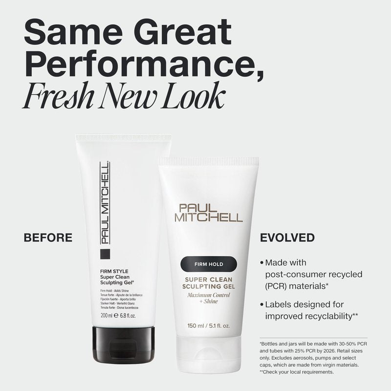 Paul Mitchell Super Clean Sculpting Gel, Firm Hold, Maximum Control + Shine, For All Hair Types, 16.9 fl oz
