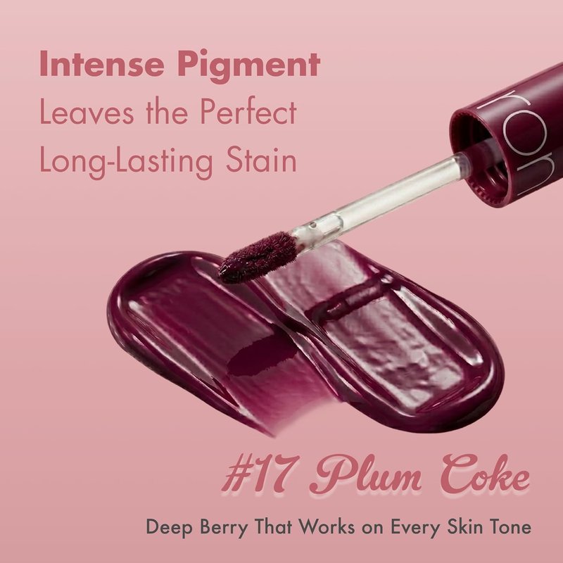 Rom&nd Juicy Lasting Tint #17 Plum Coke - K-Beauty Deep Berry Lip Stain | Hydrating, Non-Sticky Gloss Finish