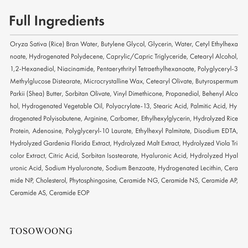 TOSOWOONG Real Glow Rice Cream, 42% Rice Bran Water Hydrating Face Moisturizer, Hyaluronic Acid, 6 Ceramides Deep Nourishment, Moisture Barrier Repair, Glass Skin, Korean Skincare, 50ml / 1.69 fl. oz.