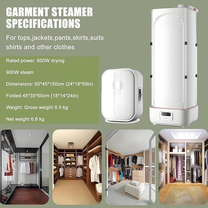 Upgraded Garment Steamers, Vertical Steam Iron Automatic Steam Closet Folding Clothes Machine, Control Electric Clothes Drying Rack for Clothes Fabric