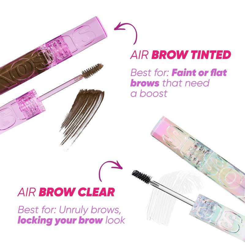 Kosas Air Brow Tinted Eyebrow Gel – Volumizing Brow Gel with Flexible Long-Lasting Hold, Clear