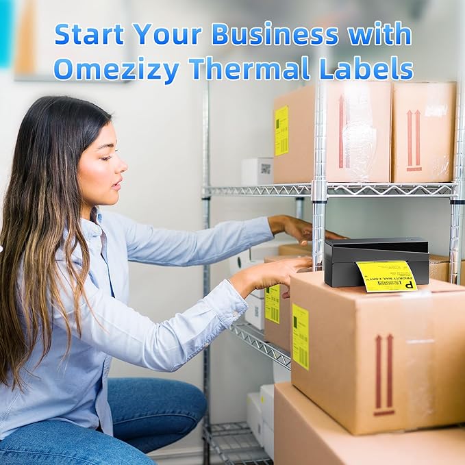 Omezizy 4x6 Thermal Labels, 1 Packs of 500 4x6 Fold Labels Yellow - Compatible with JADENS, ASprink, Phomemo, Rollo, Zebra, Omezizy and Other Thermal Printers