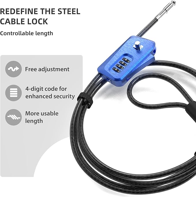 UP Security 6ft Python Cable Lock for Bike, Bicycle, Trail Camera Locking, 4 Digit Combination Lock Outdoor Use, Heavy Duty Anti Theft, Long Security Cable Wire Candado for Trail Cam, eBike, Kayak