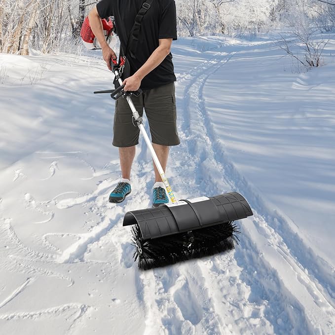 Outdoor Handheld Gas Power Broom with Blower, 52cc 2.3HP 2-Stroke Gasoline Power Lawns Sweeper Broom Sweeper Cleaning Driveway Tools High Performance Cleaner 1.8M 33.82oz Tank