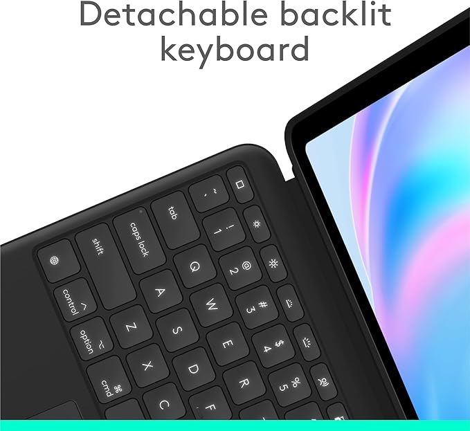 Logitech Combo Touch iPad Air 13-inch (M2, M3 & M4) (2024, 2025 & 2026) Keyboard Case - Detachable Backlit Keyboard with Kickstand, Comfortable Typing, Multi-use Mode - Midnight Black