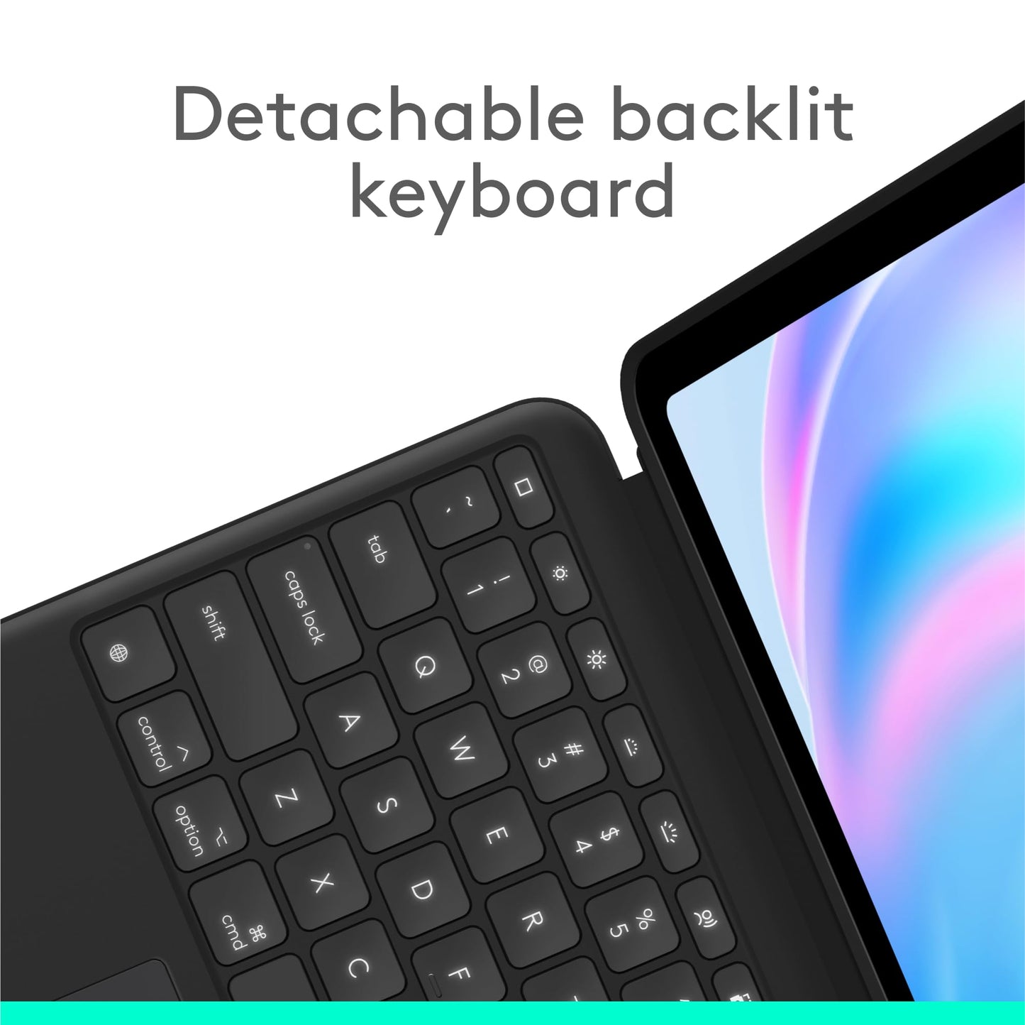 Logitech Combo Touch iPad Air 13-inch (M2, M3 & M4) (2024, 2025 & 2026) Keyboard Case - Detachable Backlit Keyboard with Kickstand, Comfortable Typing, Multi-use Mode - Midnight Black