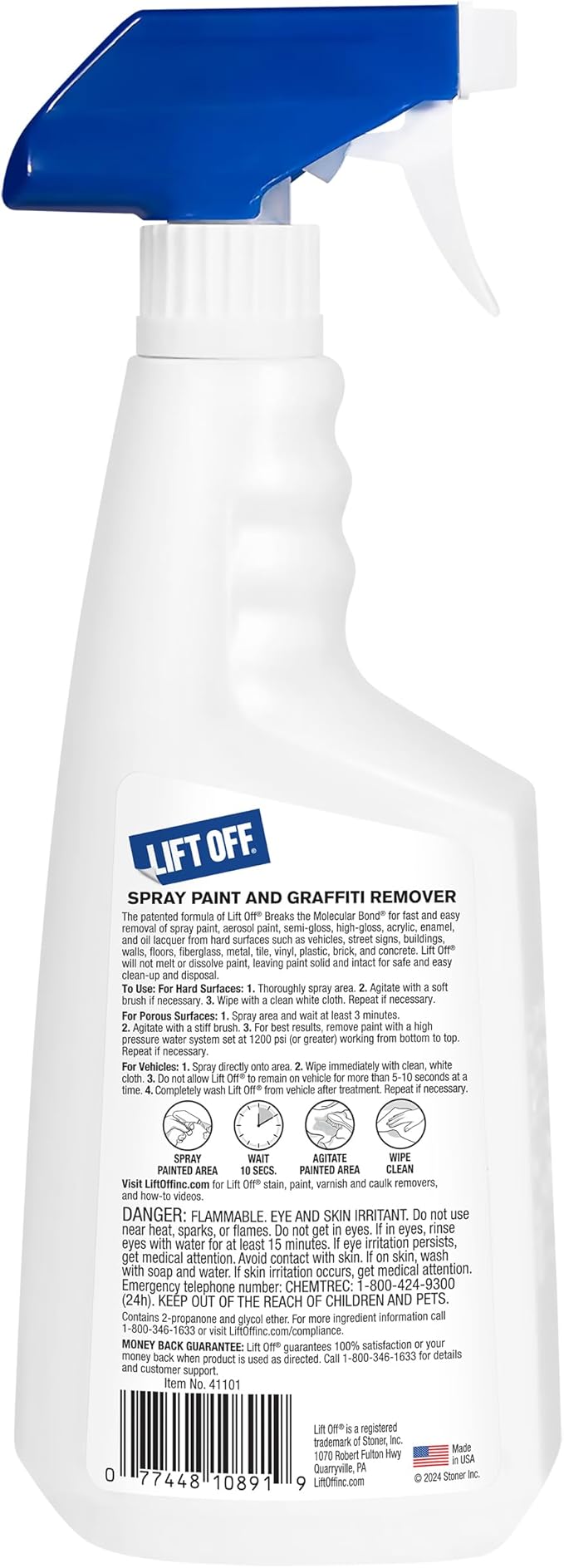 Motsenbocker's Lift Off 41101-4PK Spray Paint and Graffiti Remover – Removes Spray Paint, Acrylic, and Enamel – Safe for Wood, Metal, Concrete, Plastic – Water-Based Formula – 22 Fl Oz (Pack of 4)