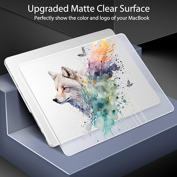 Lepeoac Case for MacBook Pro 16 inch Case 2026-2021 | M5 A3429 A3428 M4 M3 M2 M1 Pro/Max | Protective Hard Shell Laptop Cover with Screen Protector & Keyboard Cover | Wolf