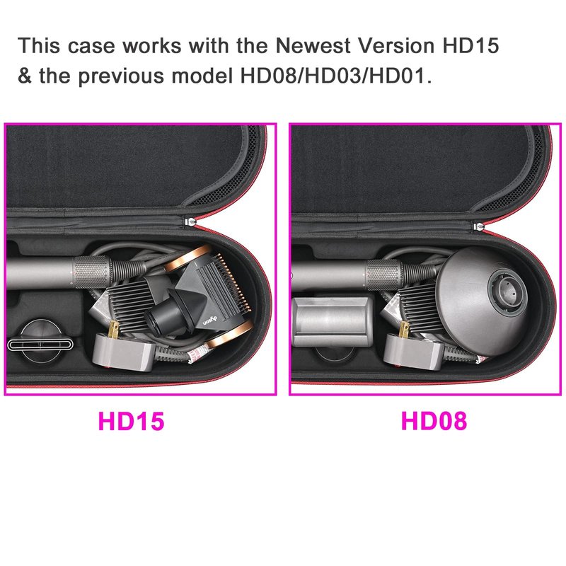 RLSOCO Carrying Case for Dyson Supersonic Nural/Supersonic Hair Dryer HD15 HD08 HD07 HD03 HD01, Portable Travel Storage Bag for Dyson Hair Dryer - Fits Complete Supersonic Accessories (Black)