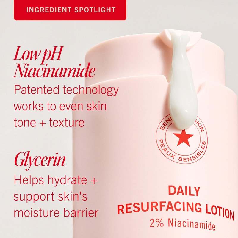 First Aid Beauty Lactic Acid Lotion for Acne-Prone Skin, 2% Niacinamide Resurfacing Moisturizer, Visibly Diminishes Post-Acne Marks, Safe for Sensitive Skin, 1 oz