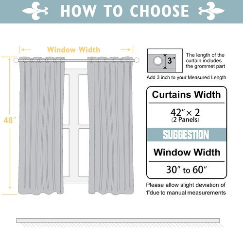 ChrisDowa Burgundyout Curtains 48 inches Long for Bedroom - 2 Panels Set Grommet Thermal Insulated Room Darkening Curtains for Living Room (Burgundy, 42 x 48 Inch)