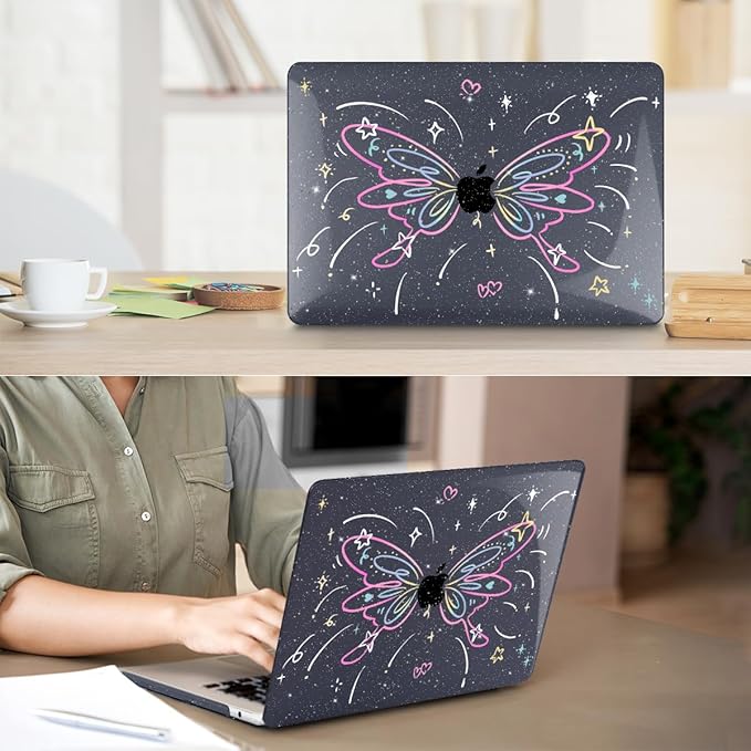 HOHAIYOO for 2026 2025 2024-2022 MacBook Air 13 inch Case M5 A3449 M4 A3240 M3 A3113 M2 A2681 with Touch ID& 13.6" Liquid Retina Display, Hard Shell&Keyboard Cover&Screen Film&Webcam Cover, Butterfly