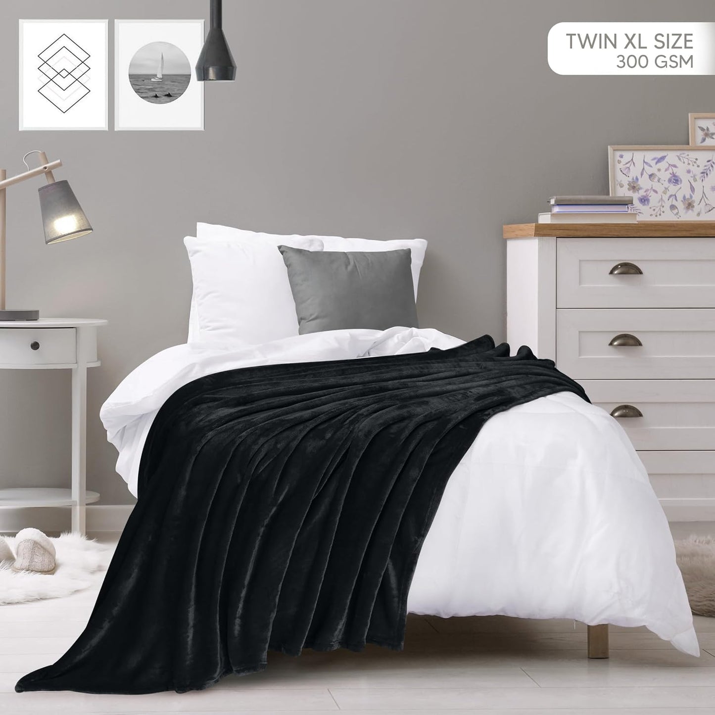 Utopia Bedding Fleece Blanket - Twin XL Size | Luxury Soft Microfiber, Anti-Static, Black (90x76 Inch)