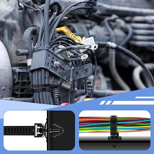 Funnymoom 200pcs Car Wire Loom Routing Clips Push Mount Cable Tie Assortment 15 Sizes Cable Zip Tie with Car Wire Loom Routing Clips Universal Wiring Harness Clip Replacement Parts for Automotive