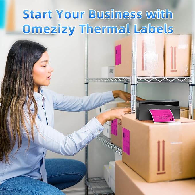 Omezizy 4x6 Thermal Labels, 1 Packs of 500 4x6 Fold Labels Rose Red - Compatible with JADENS, ASprink, Phomemo, Rollo, Zebra, Omezizy and Other Thermal Printers