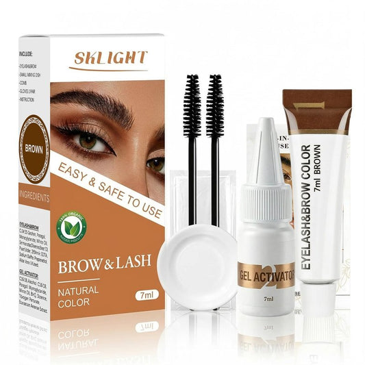 Eyelash & Eyebrow Color Kit - Professional Lasting 2 Weeks | Natural Ingredients, Safe & Easy to Use 7ML (Brown)