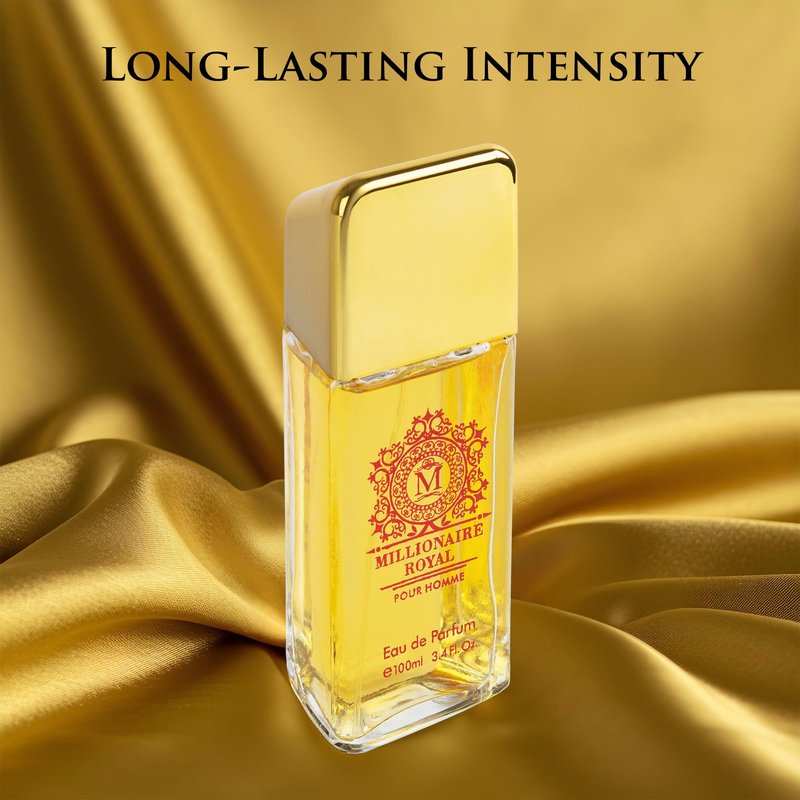Millionaire Royal for Men - Oriental Fresh Woody Fragrance - Top Notes of Mandarin, Bergamot & Cardamom - Natural, Mild, Free of Parebens, Vegan & Cruelty-Free - Elegant 100ml Bottle, Parfume for Men