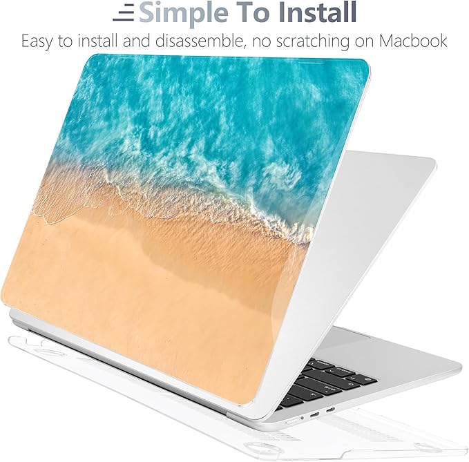 Batianda Premium Case for New MacBook Air 15 inch with M5 M4 M3 M2 Chip 2026 2025 2024 2023 Release, Designed Ultra-Slim Hardshell & Keyboard Cover & Screen Protector 4-in-1 Bundle, Beach