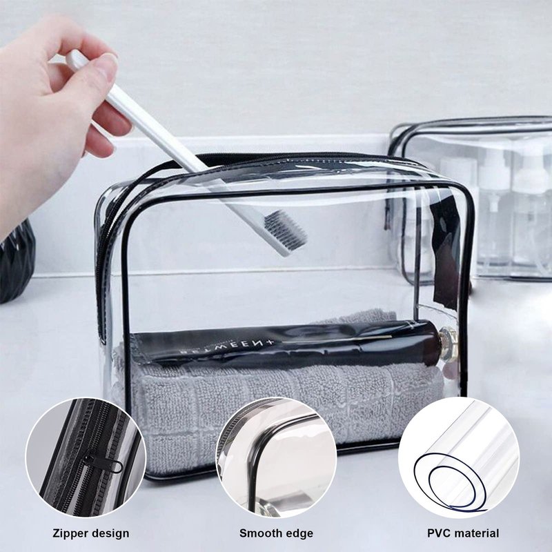 Merkaunis 36PCS Clear Makeup Bags, Zippered Travel Toiletry Bag, PVC Plastic Travel Bags for Women Men, Travel Waterproof Portable Bag for Bathroom, TSA Approved