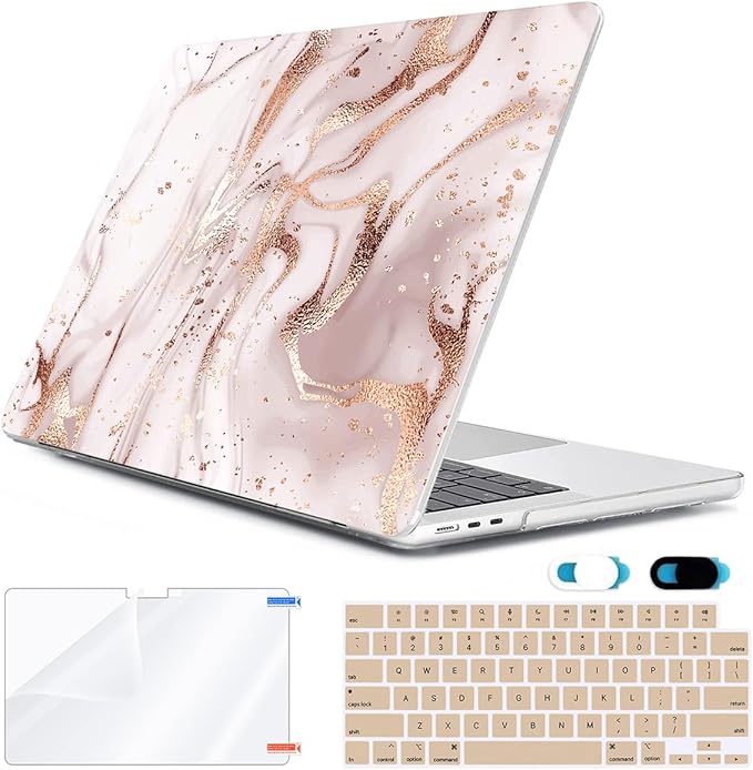 HOHAIYOO for MacBook Air 13 inch Case 2026 2025-2022 M5 A3449 M4 A3240 M3 A3113 M2 A2681, Plastic Hard Shell&Keyboard Cover&Screen Film&Webcam Cover for MacBook Air 13.6 inch Case, Abstract Marble