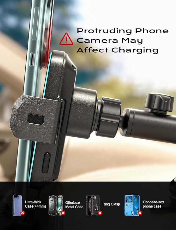 JUSAKA Wireless Car Charger,15W Fast Charging Auto Clamping Phone Holders for Your Car Compatible with iPhone 16/15/14/13, for Samsung Galaxy S24 Ultra S23 S22 S21, S20, S10+ (Black)
