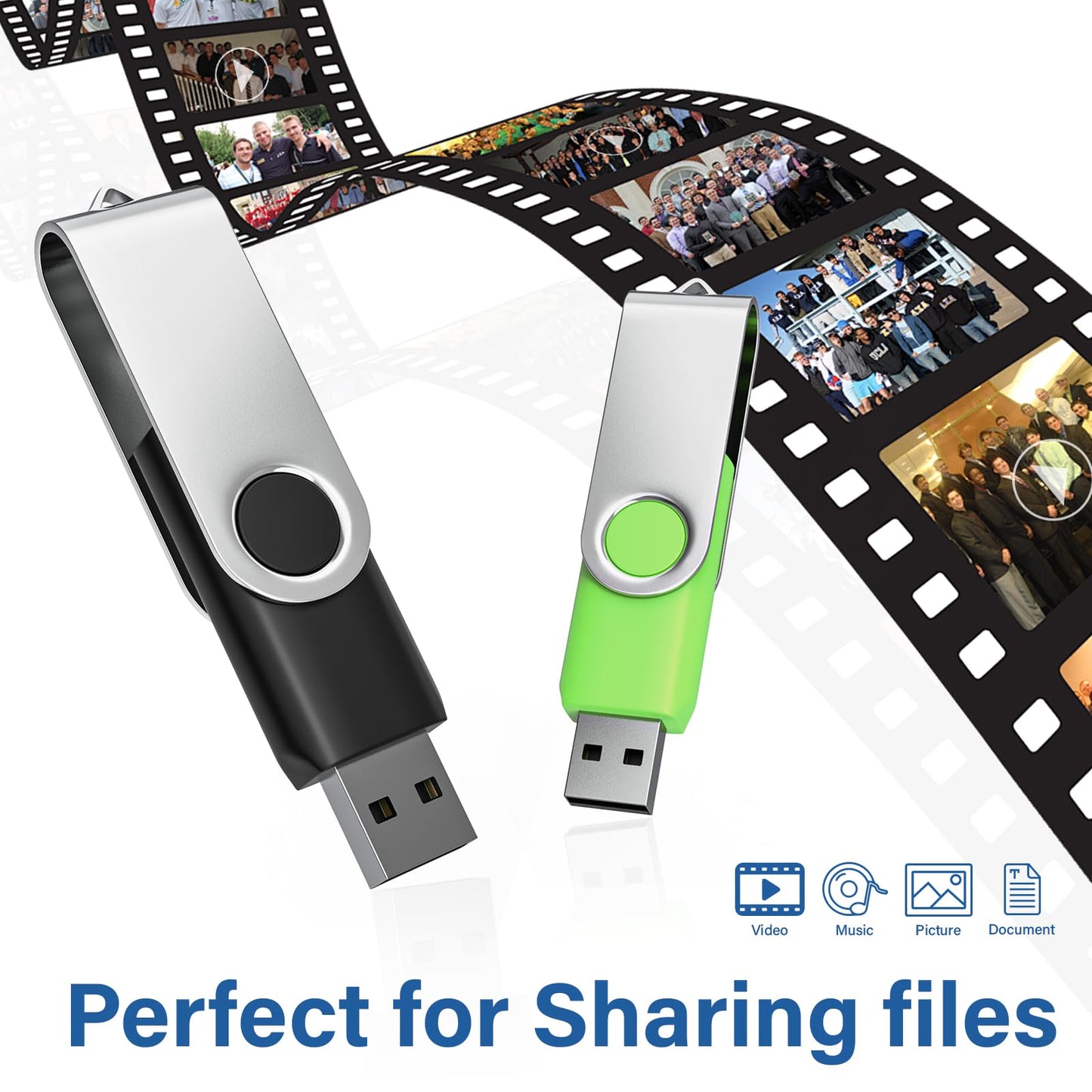 USB Flash Drives 4GB 10 Pack, Wooolken USB 2.0 Thumb Drives with Keychains Memory Stick USB Drive Pendrive for PC Laptop Computer (Black)