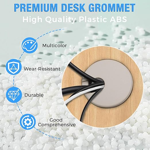 BOPOREAE Desk Grommet 1-3/8" (35 mm), Desk Cord Hole Cover, Cable Grommet ABS Plastic, Desk Hole Grommet for Office and Home Table Cable, Detachable Cable Cord Organizer (White 2 Pcs)