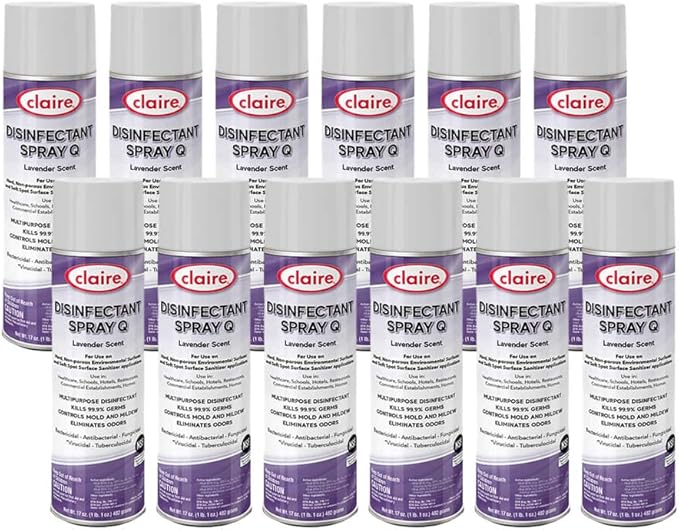 Claire CL1003-12pk Disinfectant Spray, Lavender (Pack of 12)