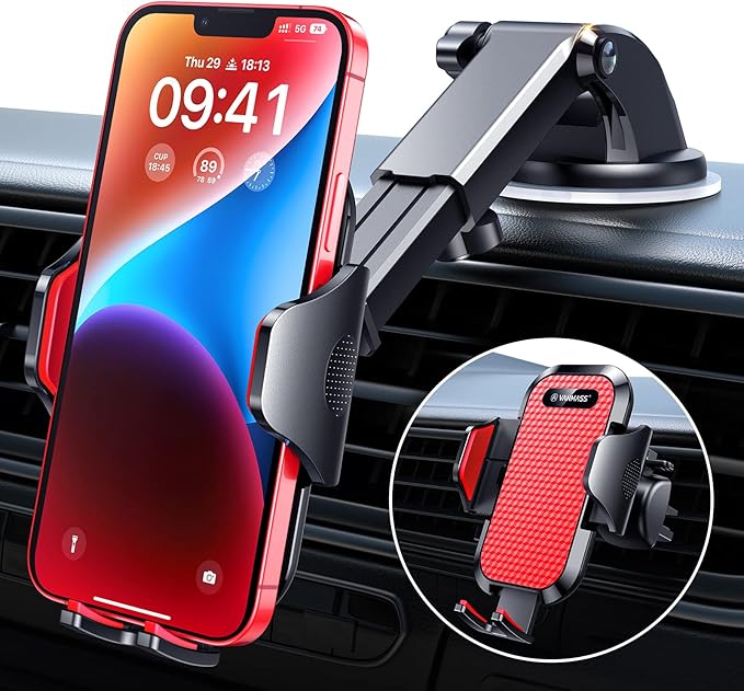 VANMASS 2026【True Military-Grade】 Phone Holders for Your Car 【Strongest Suction & Clip】 Ultimate Cell Phone Mount Dashboard Windshield Vent for iPhone 17 Pro Max 1615 14 13 12 Samsung Android Truck