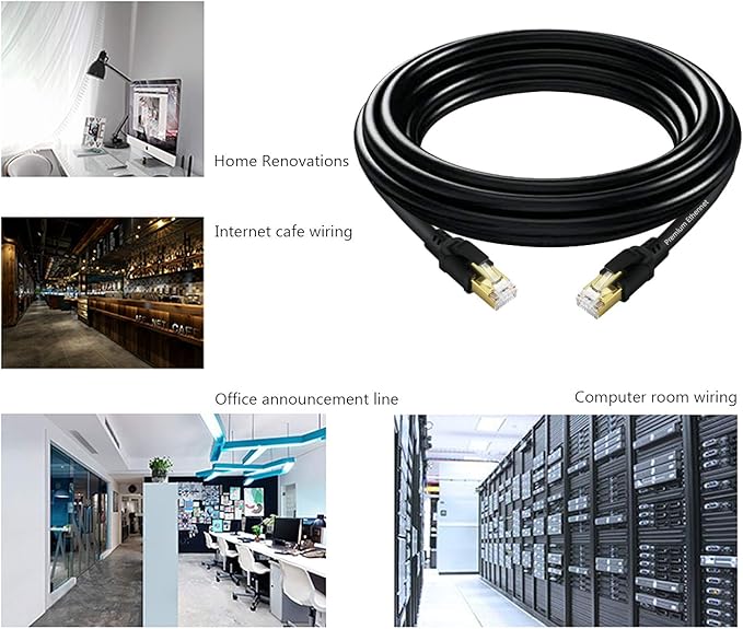 YixGH Cat8 Ethernet Cable 150ft, Internet Network Cord, 40Gbps 2000Mhz LAN Wires, High Speed SSTP LAN Cables with Gold Plated RJ45 Connector for Router, Modem, Gaming, Xbox (150ft)