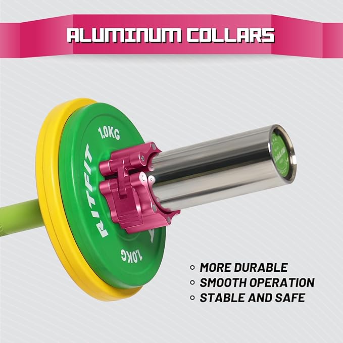 RitFit 2-Inch Magnetic Barbell Collars Locking Clamps - Heavy Duty Aluminum Alloy, Quick Release with Non-Slip TPR Pads for Olympic Weightlifting Powerlifting Training (Pair), Pink