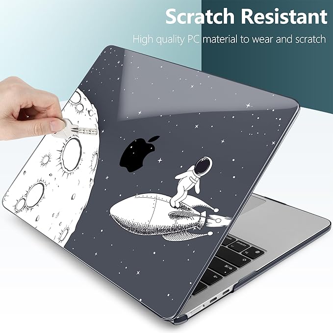 TWOLSKOO for MacBook Air 13 inch Case M5 2026 M4 2025 M3 M2 2024-2022 A3449 A3240 A3113 A2681, Plastic Hard Shell & Keyboard Cover & Type C for MacBook Air 13.6 inch Case, Flying Astronauts
