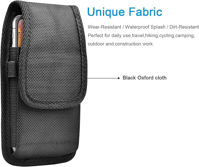 Tiflook for Samsung Galaxy S26 S25 FE S24 S23 S22 S21 S20 A37 5G A17 A36 A16 A55 A35 A15 A26 A56 Note 20 10 Phone Holster Nylon Cell Phone Pouch Belt Holder Carrying Case with Clip, Black