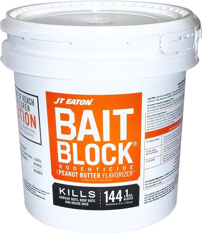 Bait Block Peanut Butter Flavor Rodenticide â 9 lb. Pail â Effective Rodent Control Bait Blocks â Long-Lasting and Easy to Use