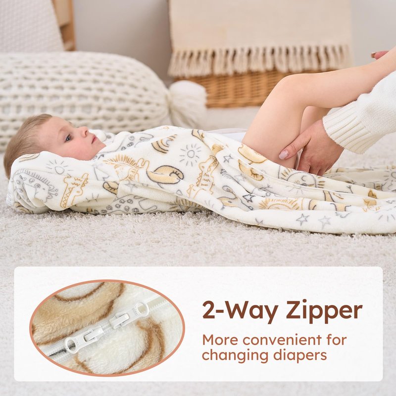 Yoofoss Baby Sleep Sack 6-12 Months, Long Sleeve Sleep Sack 1.5 Tog, Fleece Baby Wearable Blanket with 2-Way Zipper, Soft Warm