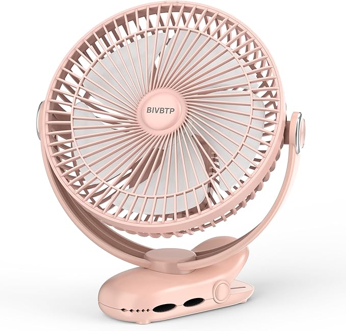 BIVBTP 12000mAh Clip on Fan 30H Longest Runtime, 8in Portable Fan Rechargeable, Ultra Quiet with Heavy-Duty Clamp, USB Desk Fans for Golf Cart,Office Desk, Treadmill, Camping, Bedroom