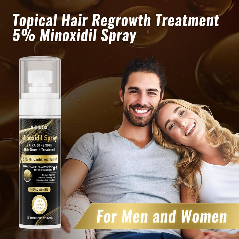 5% Minoxidil Spray for Men & Women (4 Month Supply)-Extra Strength Hair Growth Spray with Biotin & Castor Oil,Clinically Proven for Thinning Hair & Beard Regrowth, Non-Greasy Formula 4 pack（8.12 oz)