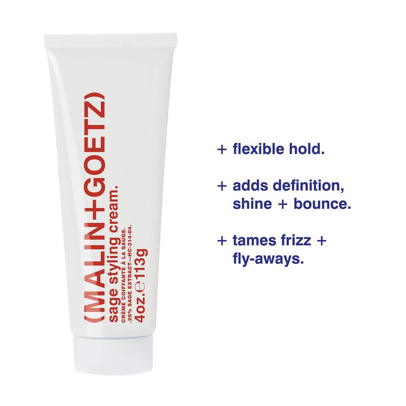 MALIN+GOETZ Sage Styling Cream | Flexible Hold Styling Cream for All Hair Types | Adds Shine, Definition + Volume | Tames Frizz + Flyaways | Nourishing Formula | Cruelty-Free (1 Fl Oz)