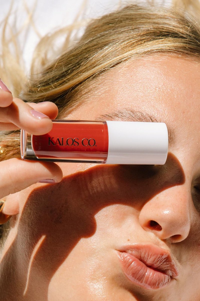 Kalos Co. Tinted Lip Oil with Tallow & Lanolin – Hydrating Balm-Gloss Hybrid with Cherry Seed Oil & Castor Oil – Natural Mineral Pigments, Nourishing Moisture, Non-Sticky Shine (5 Shades) (Poppy)