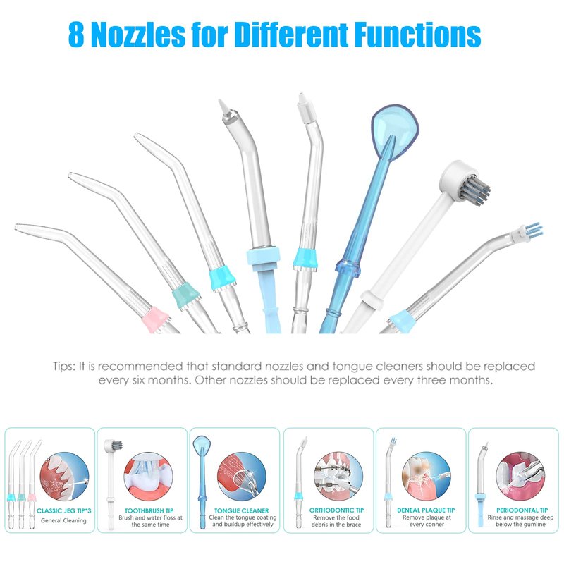 Sawgmore Water Flosser Oral Irrigator, 600 ml Large Capacity, 10 Adjustable Pressures, Electric Flosser for Teeth/Braces, 8 Home Nozzles Oral Irrigator(White)