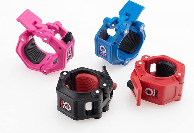 Lock-Jaw PRO 2 Barbell Collars Olympic Barbell Clamps 2 Pcs – Heavy Duty Bar Clamps for 2” & 50mm Olympic Bars – Secure Weight Bar Clamps for Strength Training & Home Gym Accessories – Pink