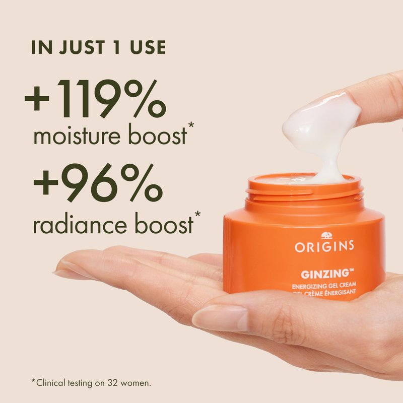 Origins GinZing Energizing Gel Cream | Face Moisturizer for Radiance and Glow | With Vitamin C, Niacinamide, Ginseng, and Caffeine | Travel Size, 1 Fl Oz