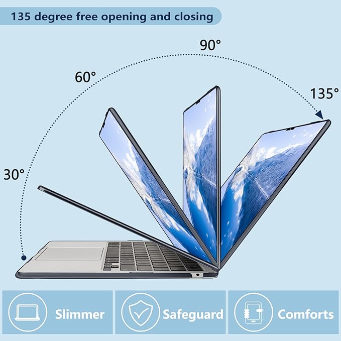 MecBevia Compatible with 2026 M5 MacBook Air 13 inch Case 2026 2025 2024-2022 M5 A3449 M4 A3240 M3 A3113 M2 A2681, Keyboard Cover, Screen Protector, Webcam Cover & Type-C OTG, Astronauts Stars