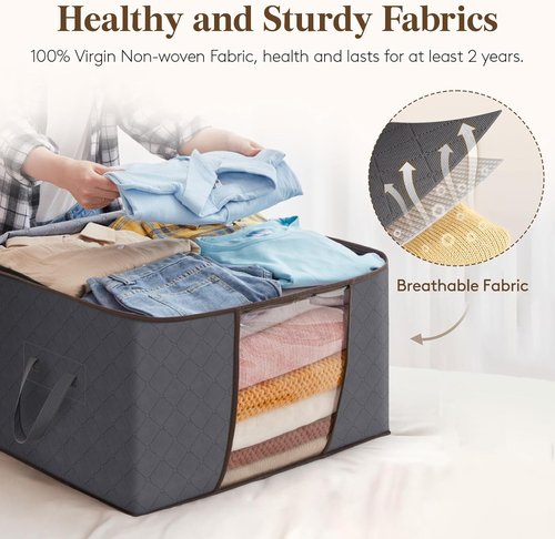 Lifewit 15-Pack 90L Clothes Storage Bins - Foldable Blanket Bags with Zippers & Clear Window