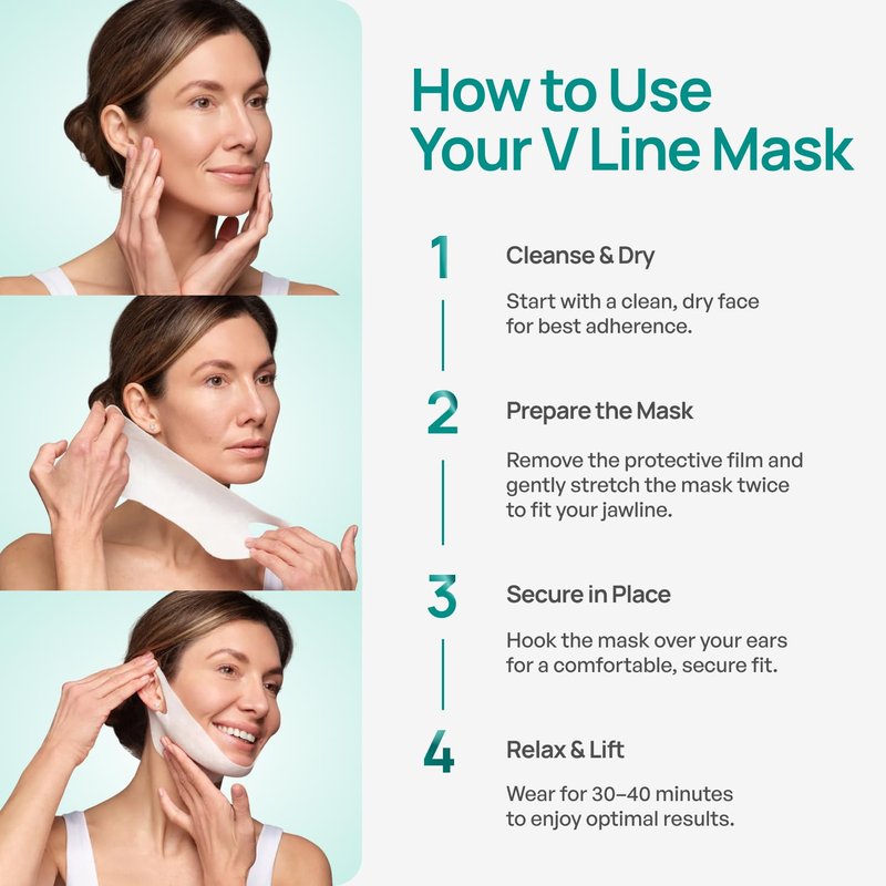 V-Line Chin Lifting Mask - Hydrogel Strap with Hyaluronic Acid & Aloe Vera for Jawline Shaping | 10 Pcs