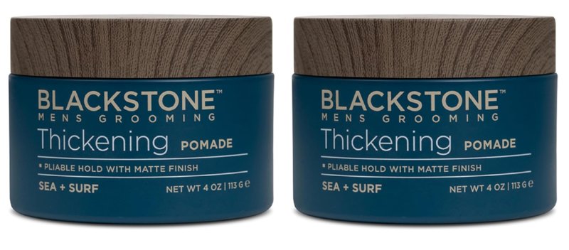 Blackstone Men's Grooming Hair Thickening Pomade - Pliable Hold with Matte Finish | Sea + Surf Scent (4 Oz, 2 Pack)