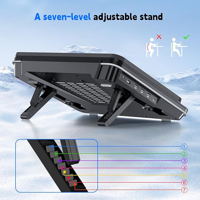 IETS GT600 Laptop Cooling Pad Equipped with Gigantic Turbo-Fan（5.5inch Diameter）,Sealed Foam for Rapid Cooling Gaming Laptop,14.1-19.3 inch Laptop Cooler with 3-Port USB Hub,Dust Filter,Touch Start